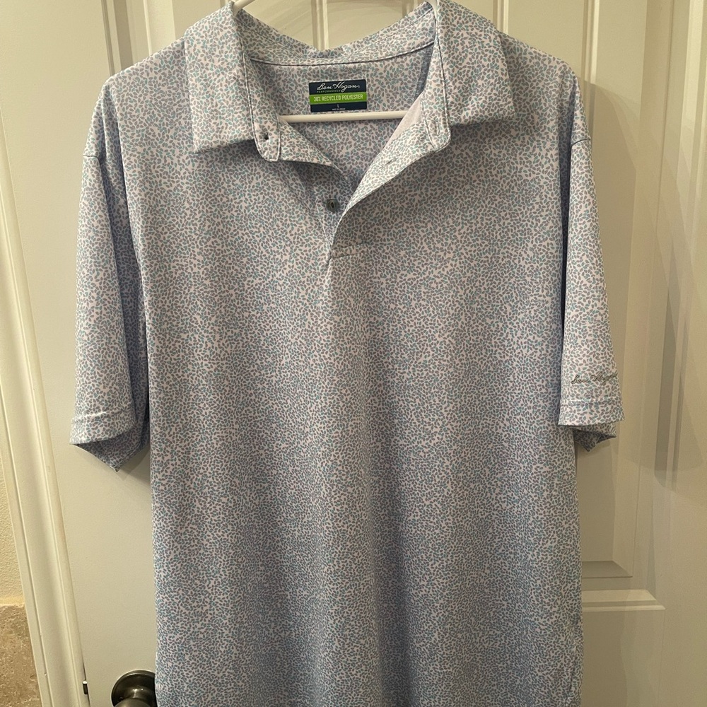 Ben Hogan Performance Men’s Large Blue Patterned Golf Polo Recycled Polyester